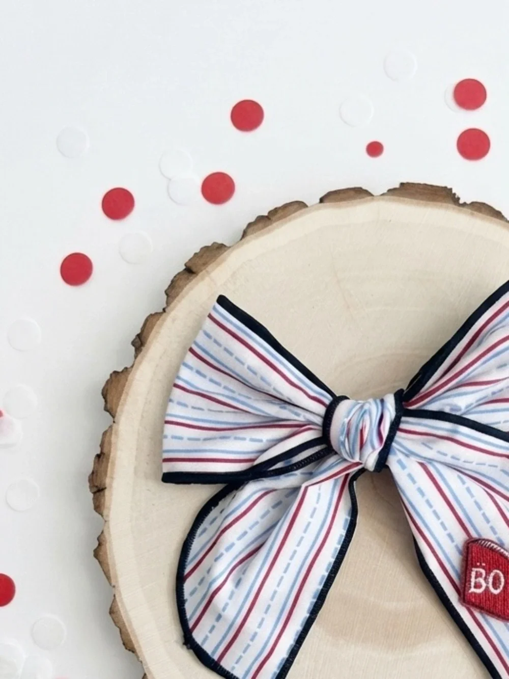 Kids Back to School Notebook Paper Hair Bow with Red Book Patch